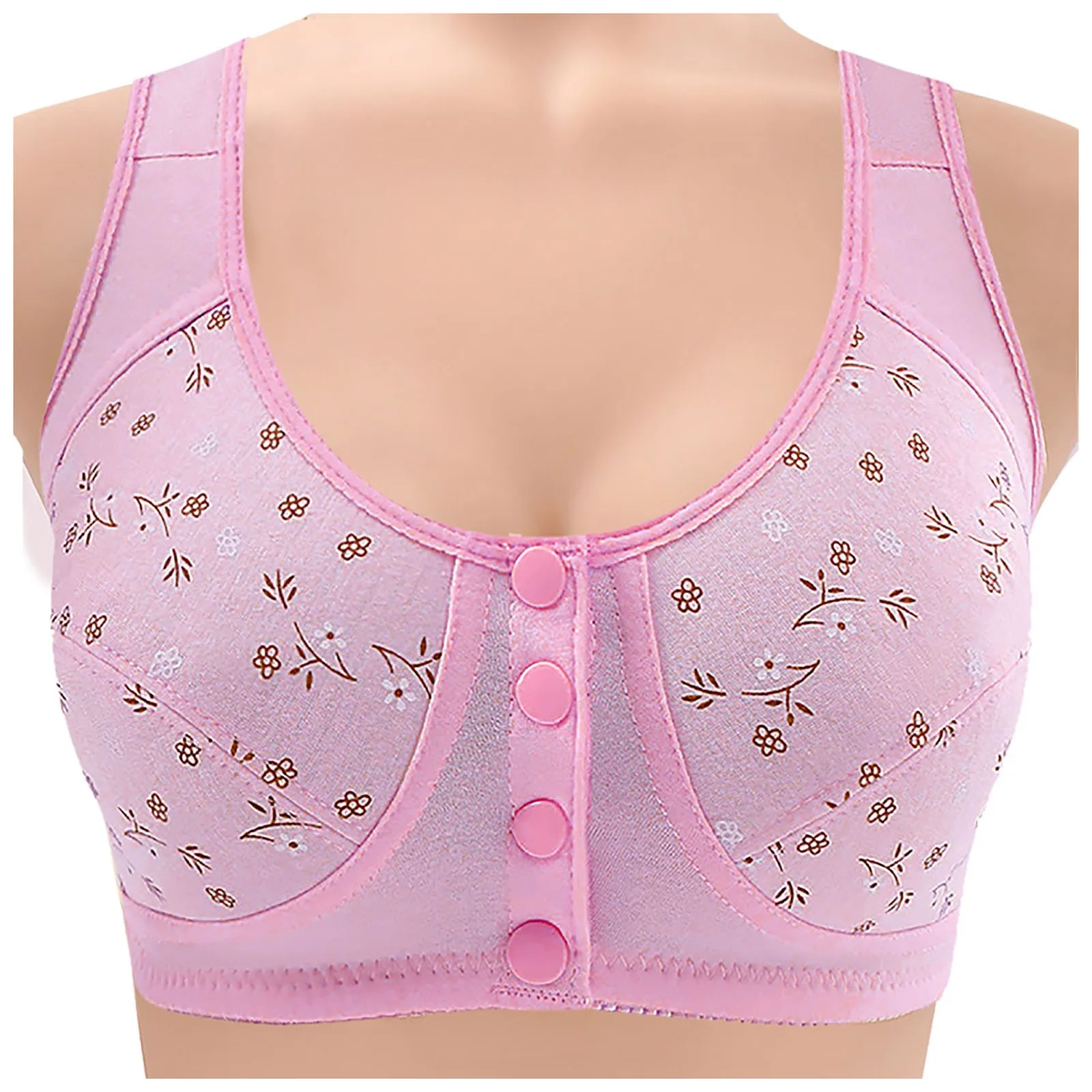 Older Women'S Front Side Lace Edge Without Steel Ring Movement Seamless Gathering Adjustment Yoga Sleep Bras For Women Strapless