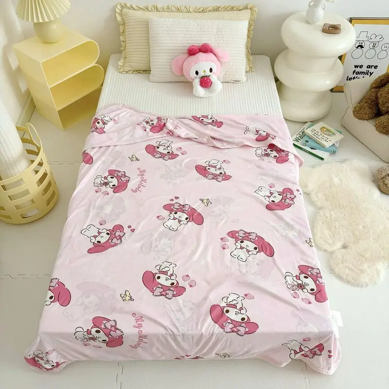 

Summer Sanrio Hello Kitty Kuromi Soft Blanket Cute My Melody Pochacco Cartoon Children Nap Washable Bed Quilt Gifts for Kids