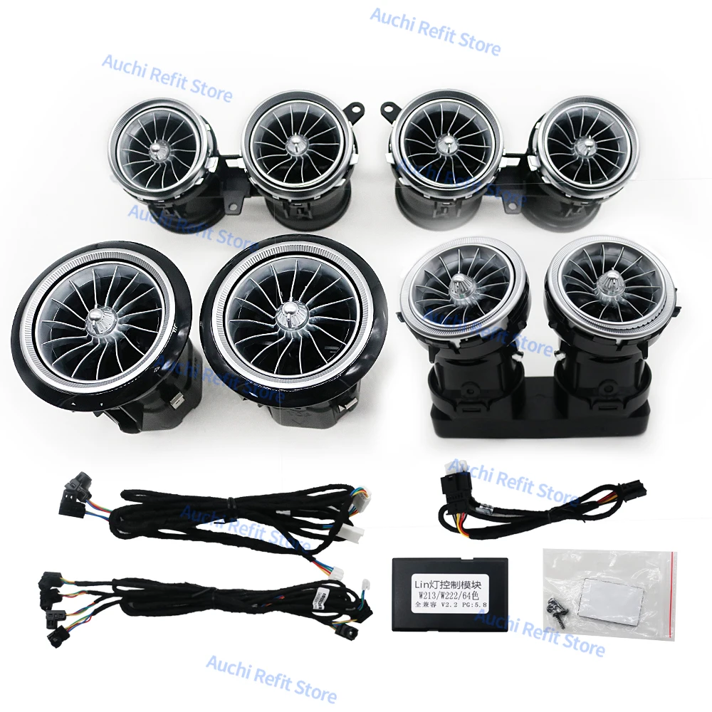 64 farben EQS Stil LED Air Vent Umgebungs Licht Für Mercedes Benz E-Klasse W213 W238 E-Coupé AMG E53 E63 Turbine Air Outlet Düse