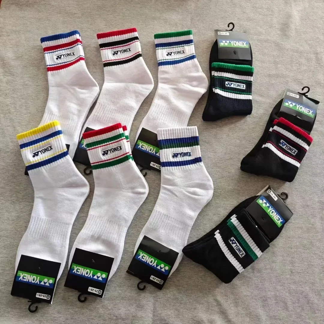 New YONEX Badminton Socks Thickened Towel Bottom Embroidered Socks with X Middle Tube Men's and Women's Sports Running Socks