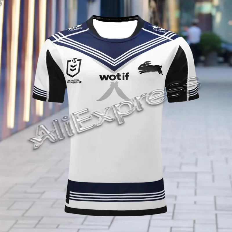 أحدث الصيف الرجال Rabbitohs فريق الرجبي جيرسي جديد وصول تنفس التدريب كرة القدم موحدة المتضخم للبالغين