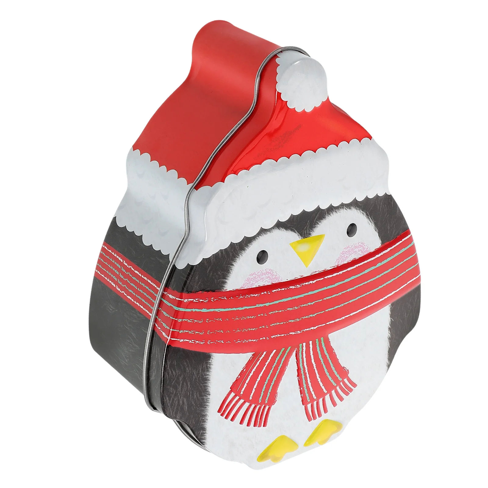 

Penguin Tinplate Box Spacious Interior Secure Lid for Christmas Cookies Candy Storage Xmas Treat Containers Metal Cookie Jar