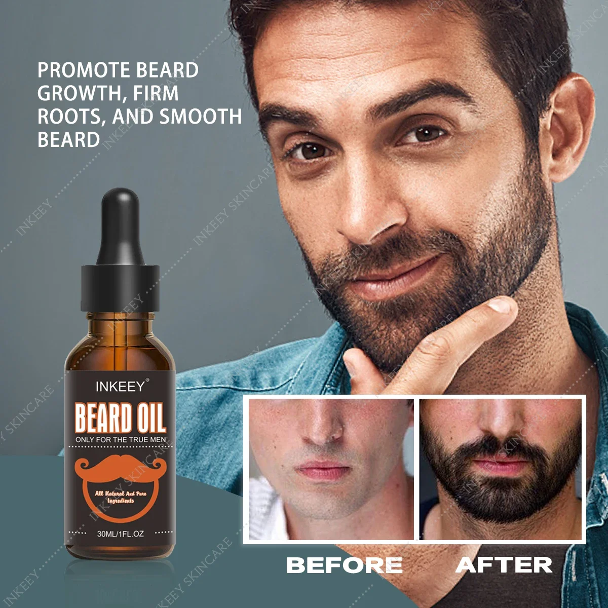 Beard Growth Oil Beard Oil for Men Mustaches Growth Stronger Thicker Nourishing Beard Hair Growth Oil Conditioner Beard Care