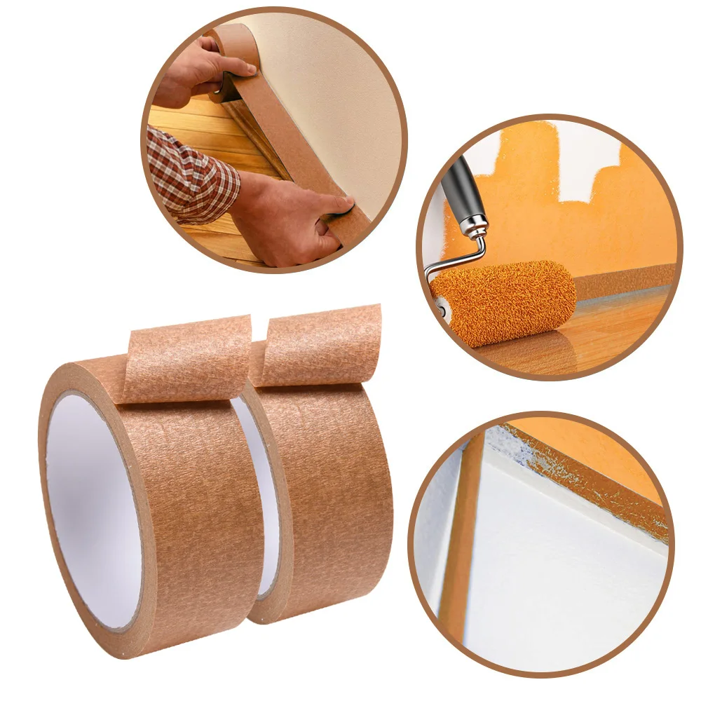 Fita removível de pintores marrons, Marcação Decorativa de Propósito Geral, Mascaramento Fácil Remoção, Home Office Artesanato DIY, 3 Rolls Rotulagem