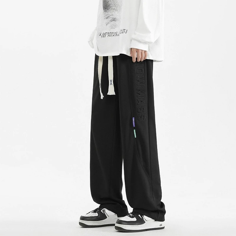 

Summer Fashion Men's Plus Size Drawstring Elastic Wasit Loose Casual Trendy Wide Leg Trousers Male Basic Simple Pants Clothes