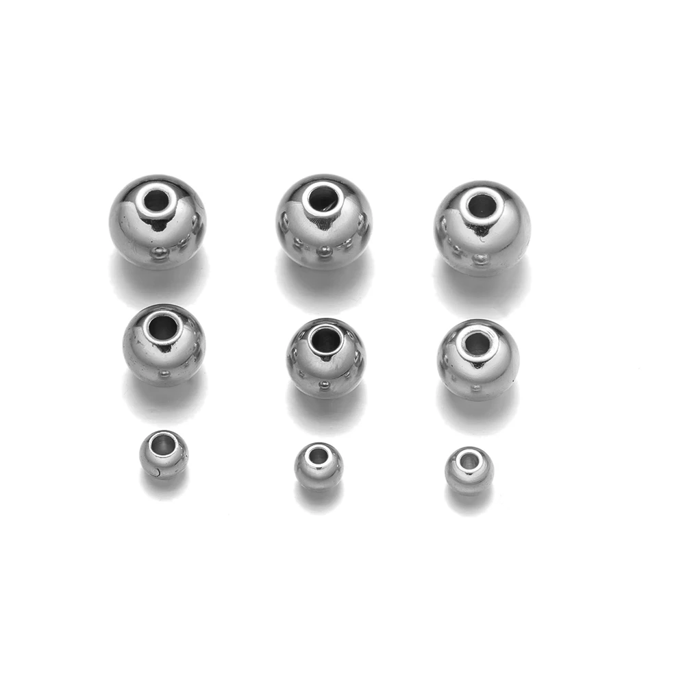 50pcs 4/5/6/8mm Smooth Round Metal Spacer 316 Stainless Steel Ball Loose Beads for DIY Craft Jewelry Neckalce Bracelet Making