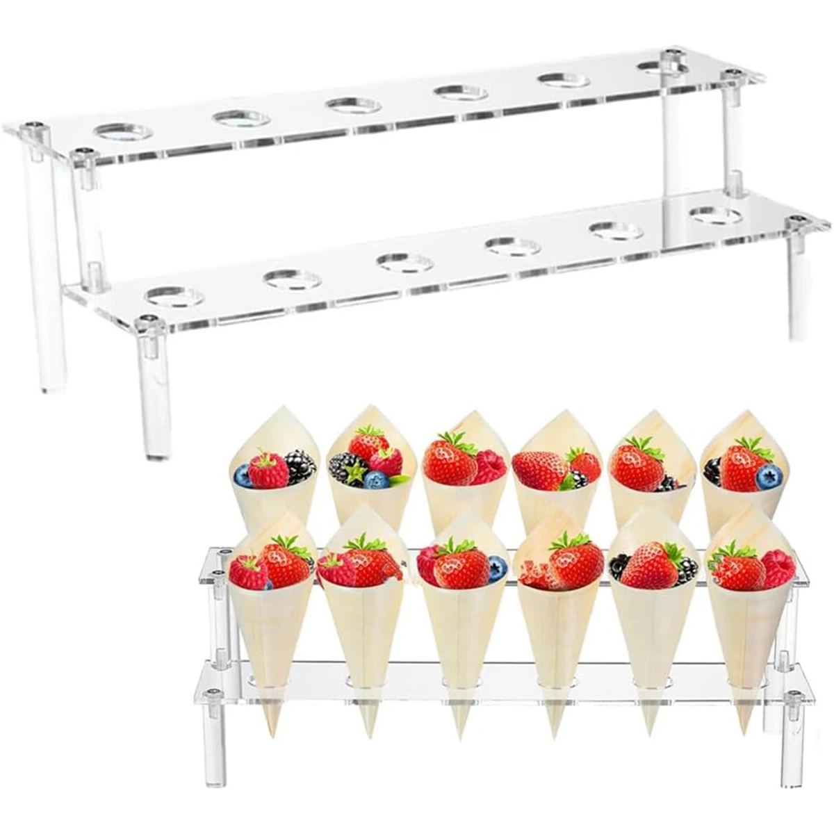 

12-hole Acrylic Ice Cream Cone Dessert Holder Tray Waffle Cone Display Stand Storage Rack Wedding Party Buffet Food Baking Tools