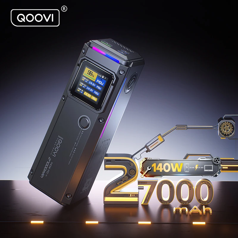 

QOOVI PD140W Power Bank 27000mah Fast Charging Portable Battery Capacity Powerbank For iPhone Macbook Laptop Samsung Xiaomi