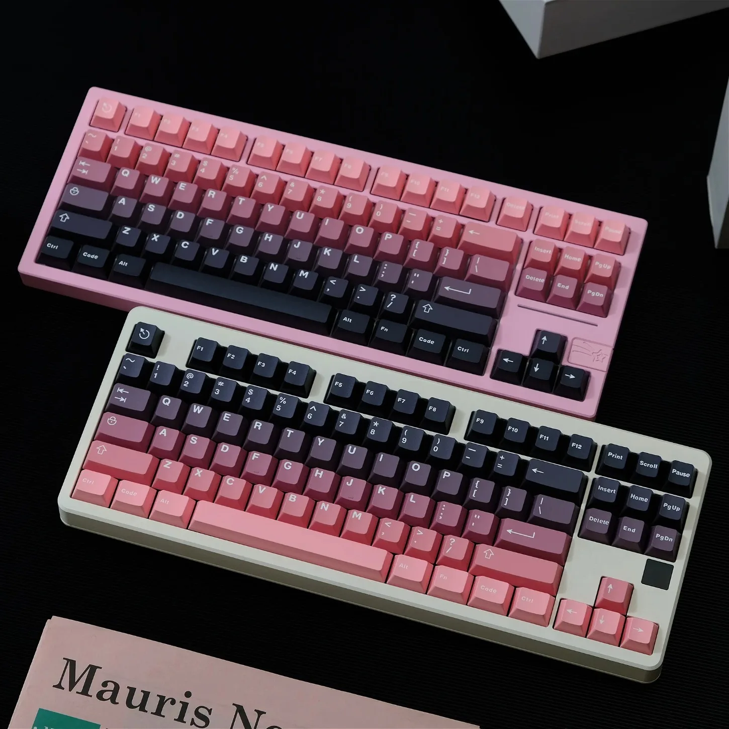 Cherry Profile Blackberry Red Bean Gradient Keycaps ABS Double Shot 121 Keys for Mechanical Keyboard
