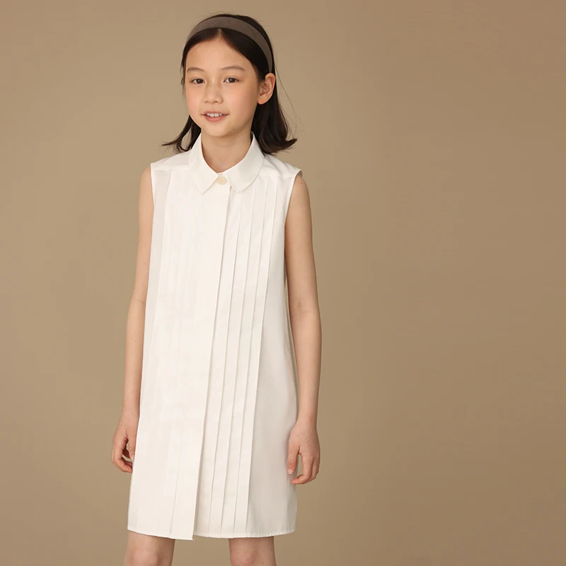 

Female child clothes fashion Girls Dresses birthday 24 summer dress school sundress elegant pleated mother kids white sleeveless