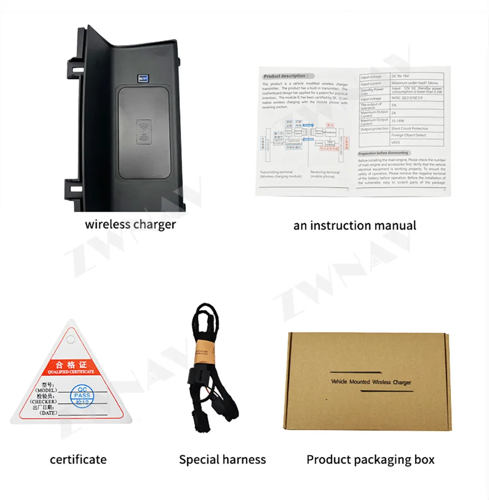 For Mazda CX-8 2019-2023 Wireless Charger Car Module Embedded Center Console Charging Pad Embedded Inserted