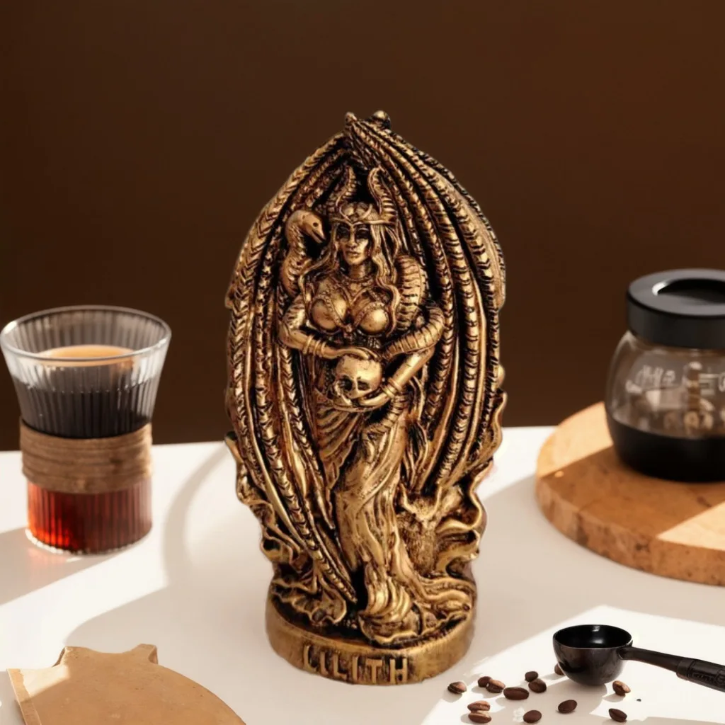 Lilith Resin Statue Gothic Lilith Sculpture For Altar And Tabletop Decoration Norse Greek Mythology Statue Gold Garden Sculpture