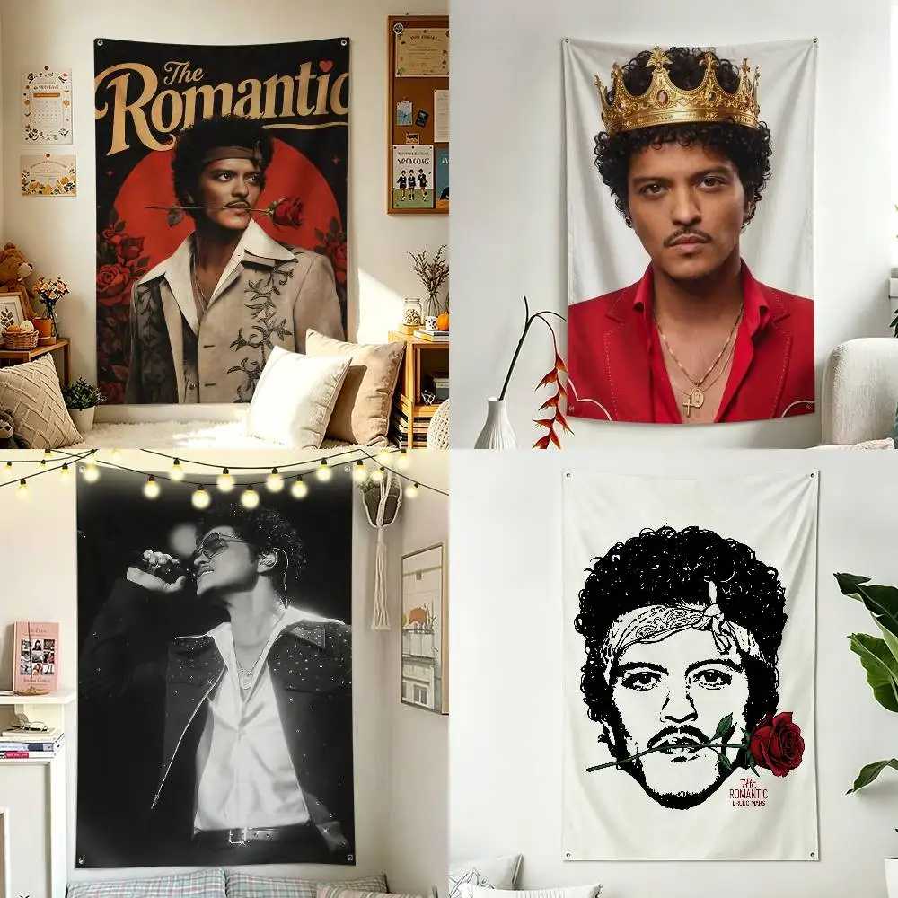 Singer B-Bruno M-Mars Vertical Flag Tapestry Wall Hanging Indoor Outdoor Home Decor