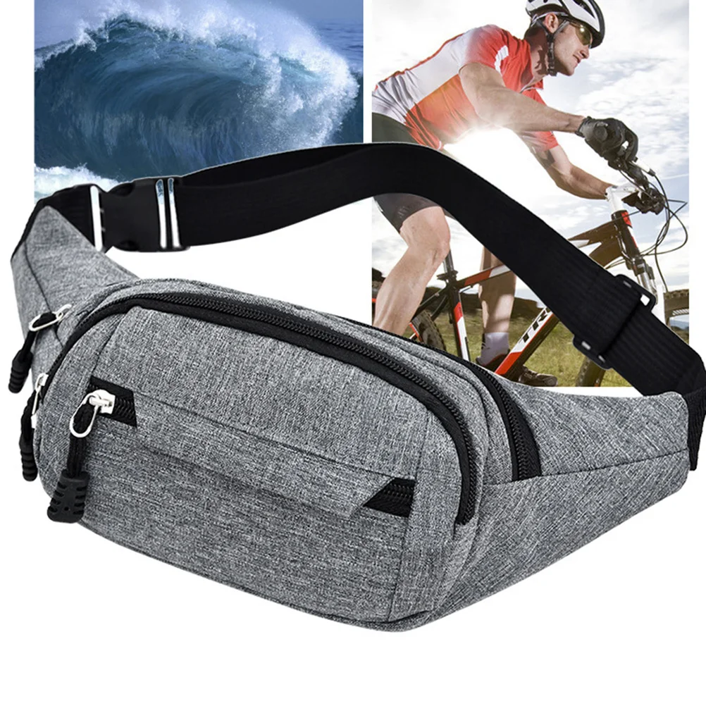 Sports Waist Bag Premium Oxford Cloth Grey Adjustable Belt Running Outdoor Men Fanny Pack Large Capacity Phone Key Holder