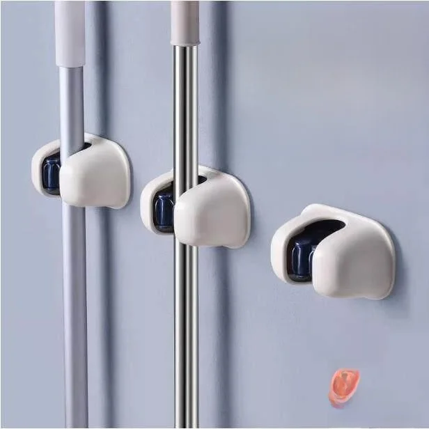 Wall-Mounted Broom Holder Suction Cup Strong Adhesive Bathroom Mop Storage Rack Sweep Brush Storage Organizer No-Punching Needed