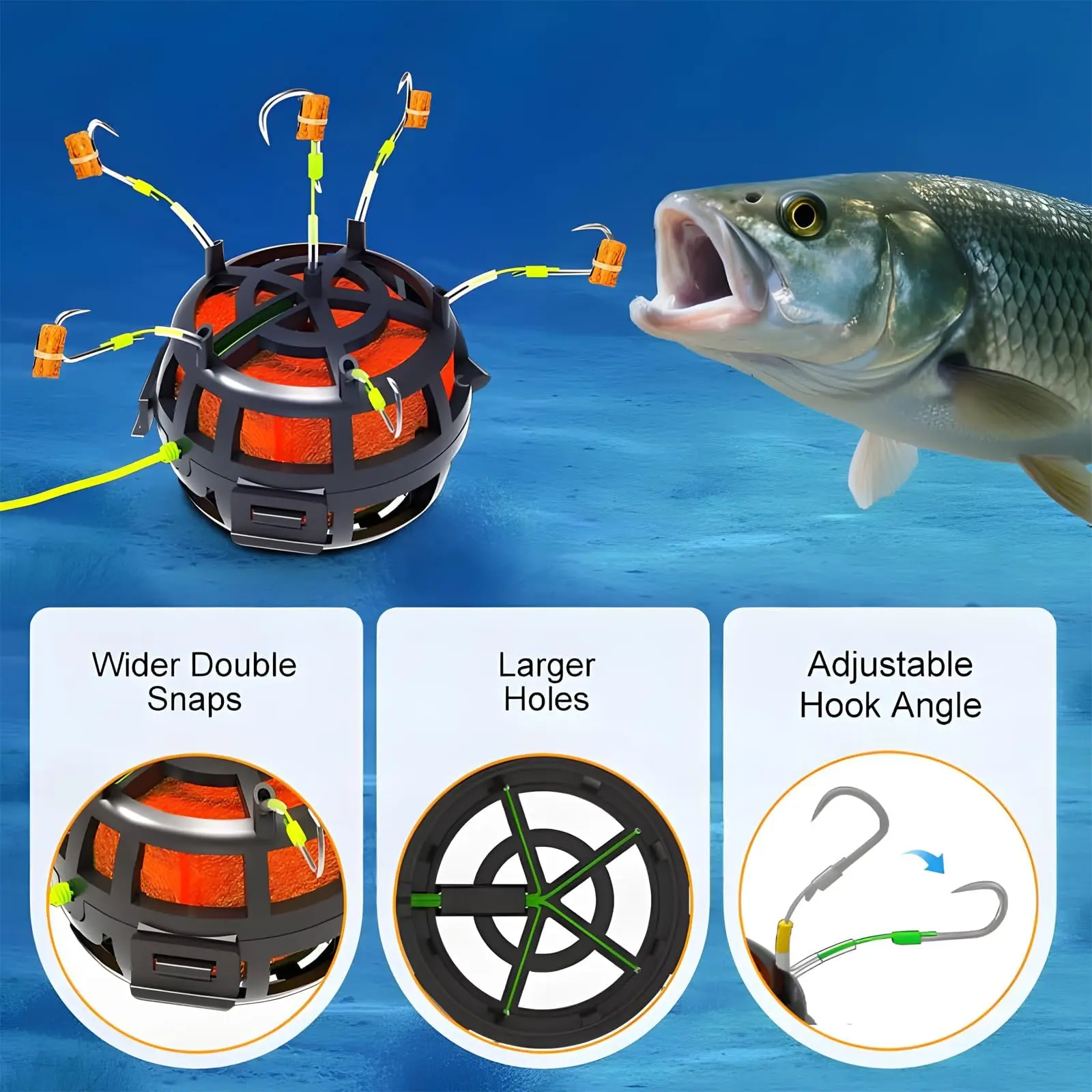 Best Sellers  Bait Cage String Hook Fishing Bait Cage Anti Winding 6 Hooks Carbon Steel Line Group Feeder Sinker f3480  -LJX