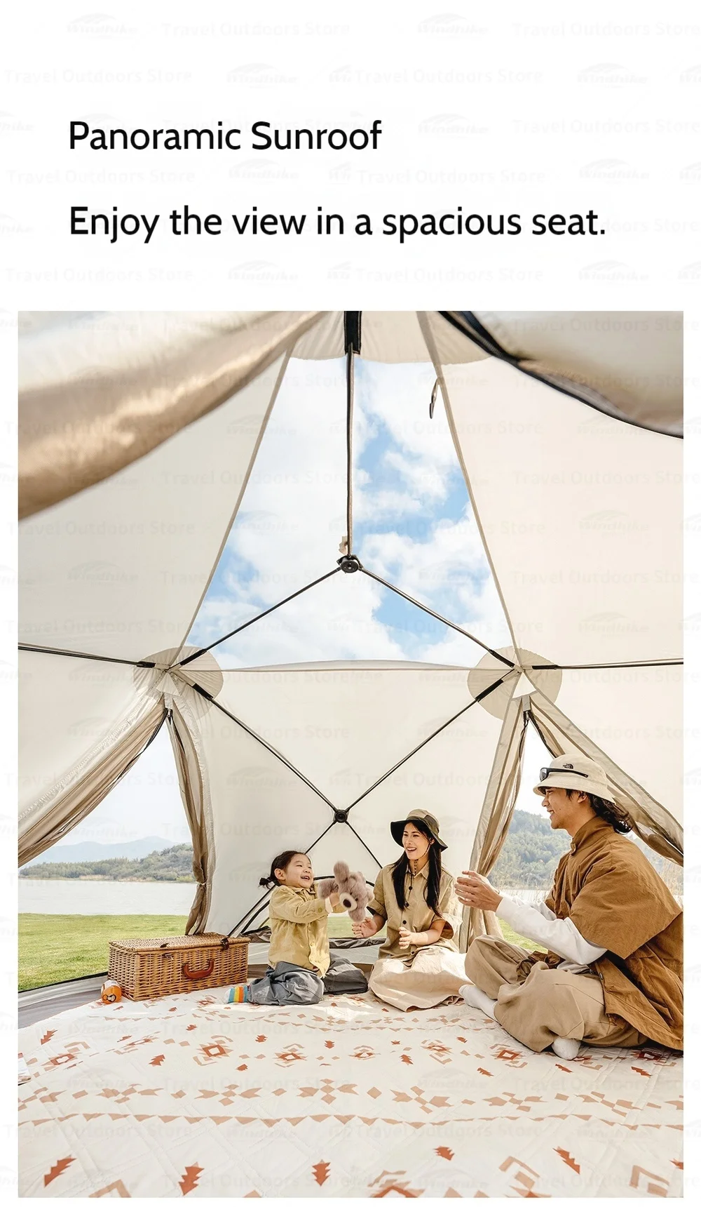 Naturehike Kabi Schnellöffnungs-Zelt für 4 Personen Klasse A Babyfreundlicher Stoff Silberbeschichtet Wasserdicht für Outdoor-Familien-Camping Park – Detail 8