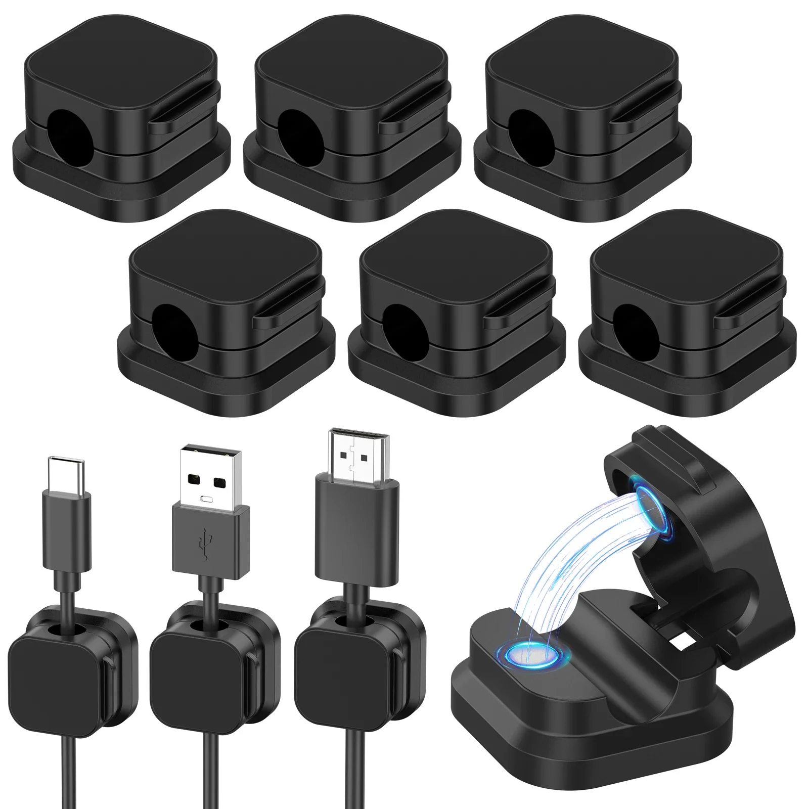 1-12 Stück Magnetischer Kabelclip Kabelhalter Kabelorganisator mit Rückstandsfreiem Klebstoff Kabelhalter für Untertisch-Kabelmanagement
