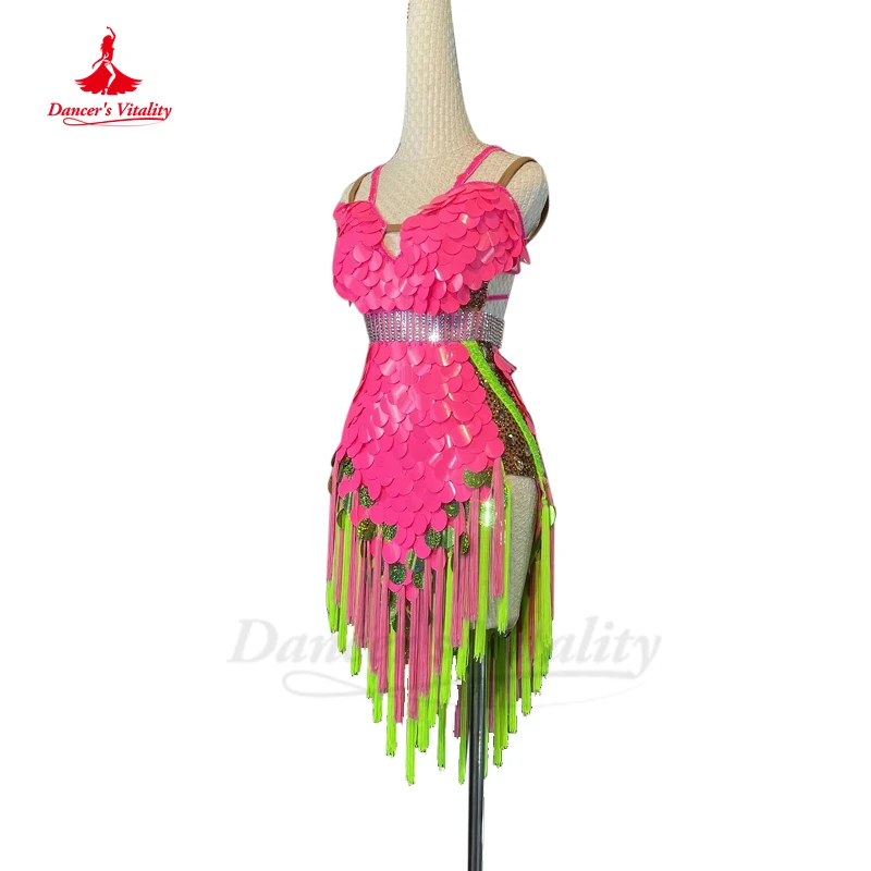 Latin Dance Competition Costume Art Exam Professional Performance Cha Cha Rumba Tango Performance Dress Customsized Latin Skirt