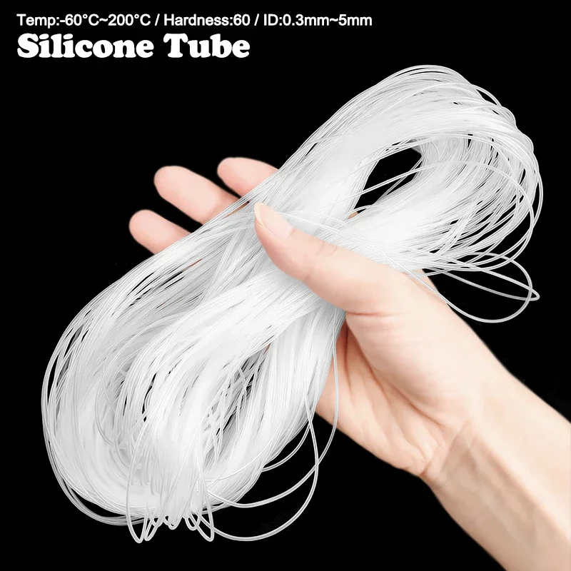 Transparent Food Grade Silicone Tube High Temp Capillary Pipe ID 0.5mm-4mm 5M/10M Small Hose for Water Supply System