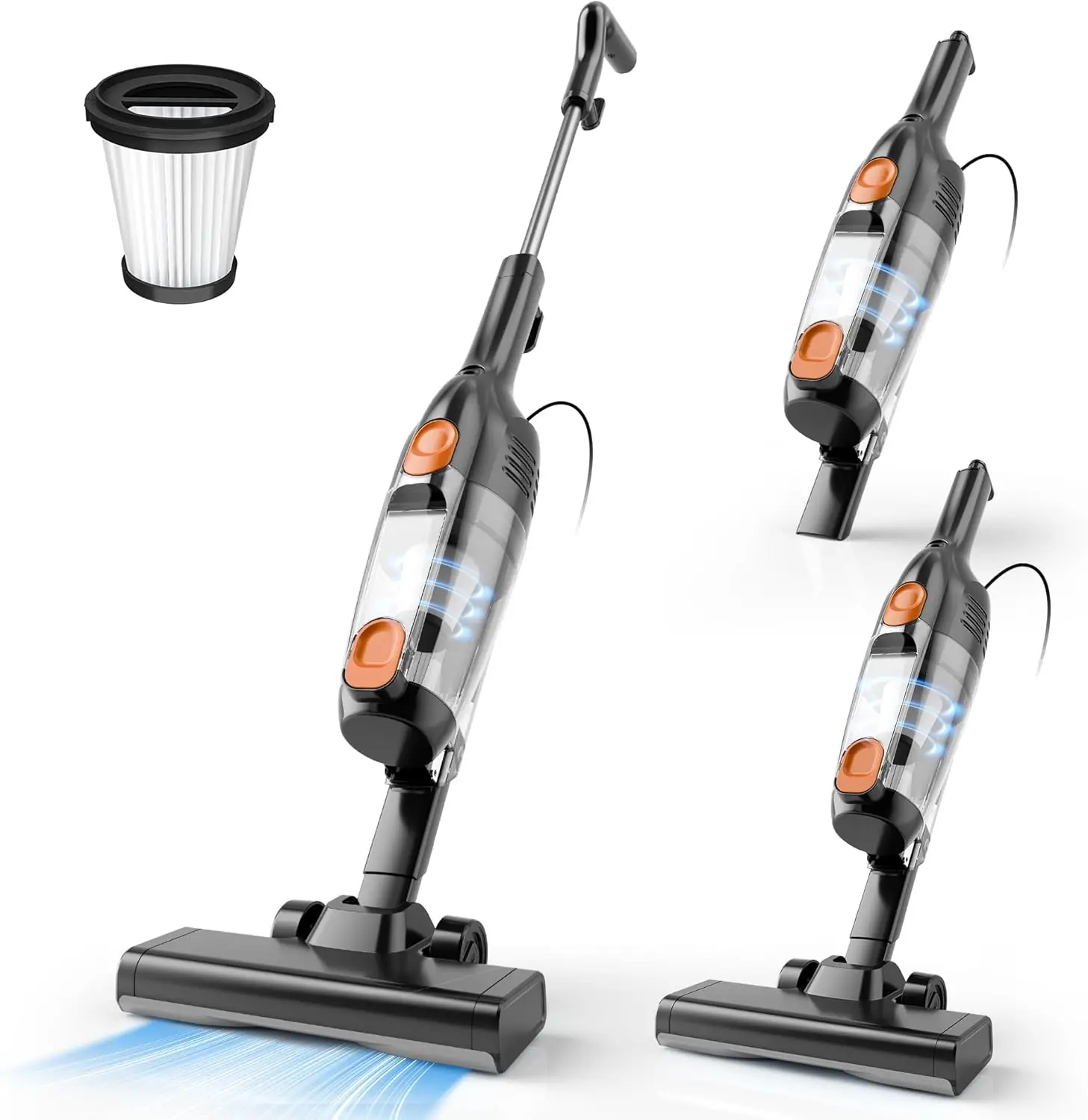 

20KPa Powerful Suction Corded Stick Vacuum Cleaner, 16Ft Cord, Lightweight for Hardwood Floors and Pet Hair