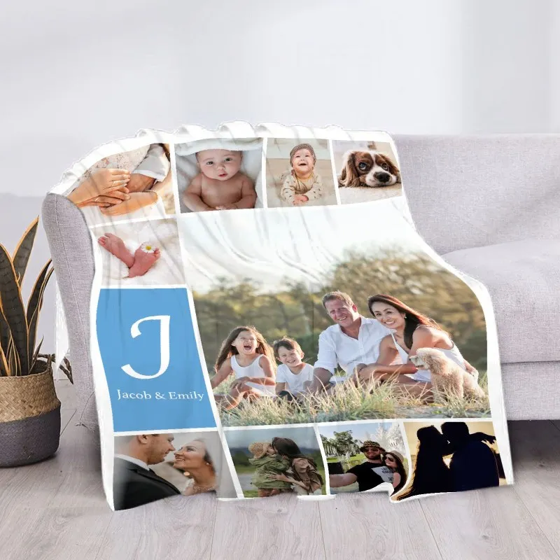 Benutzerdefinierte Decke mit Worten, Bild-Collage, individuelle Decken, Geburtstags-Souvenir, Weihnachtsgeschenke, personalisierte Überwurfdecke – Detail 8