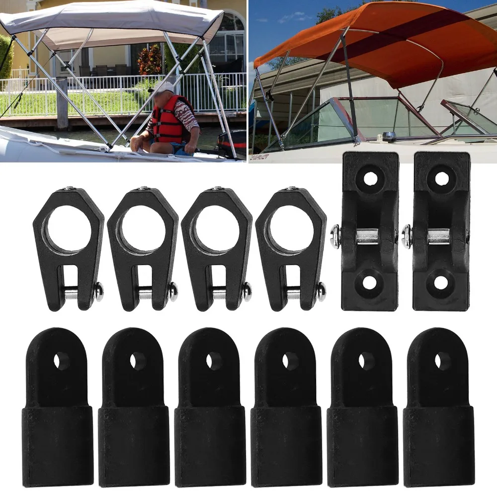 12pcs/set Fitting Hardware 7/8'' Deck Hinge Black Jaw Slide Bimini Top Fitting Pipe Tube Fitting
