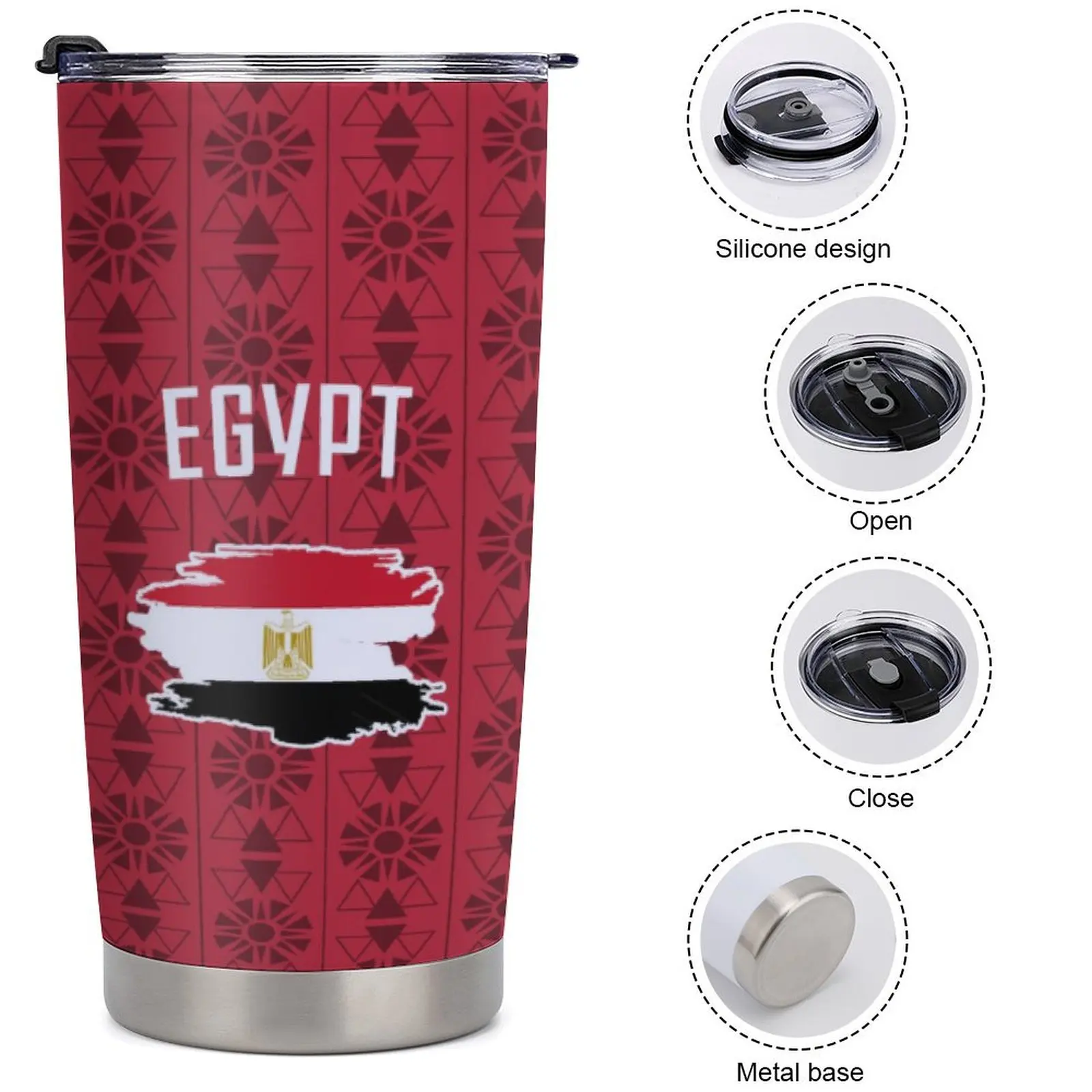 

Egypt Custom Tumbler Cup Personalized Soccer Insulated Stainless Steel Travel Coffee Mug 20oz Add Name Number Gifts for Fans