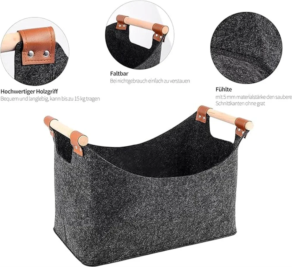 Firewood Box Large Capacity 50 L Foldable Wood Basket Foldable Clothes Storage Basket for Fireplace & Wood Stove New