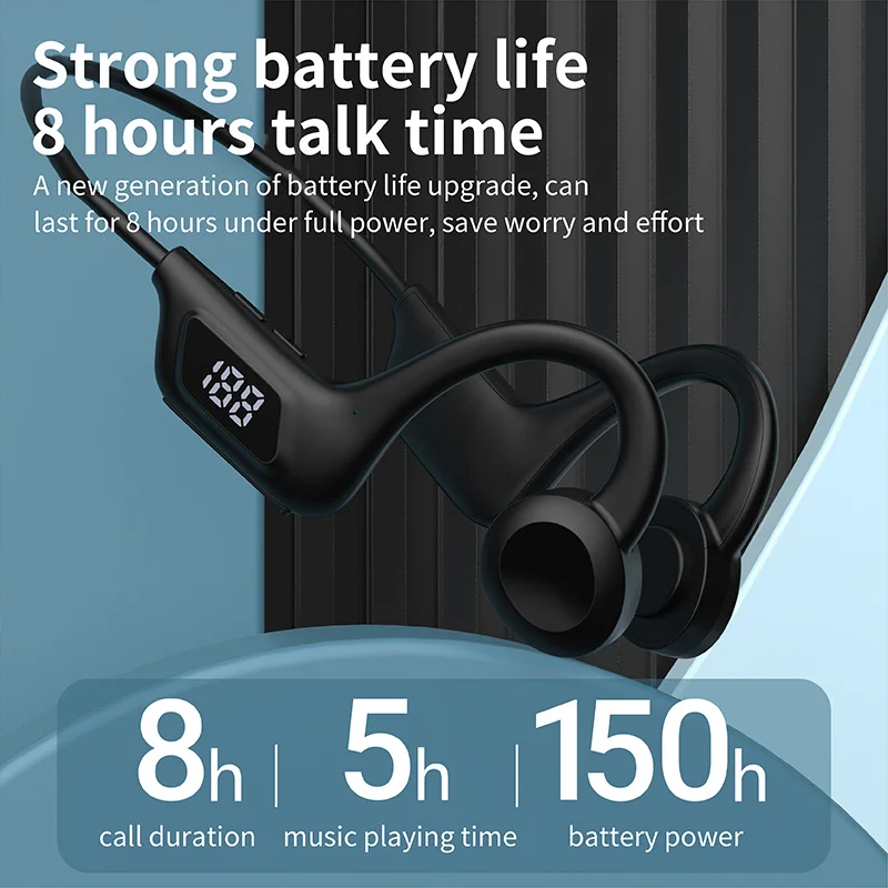 New Real Bone Conduction Wireless Earphone Sport Headphone Bluetooth-Compatible Headset Hands-free with Mic for Running