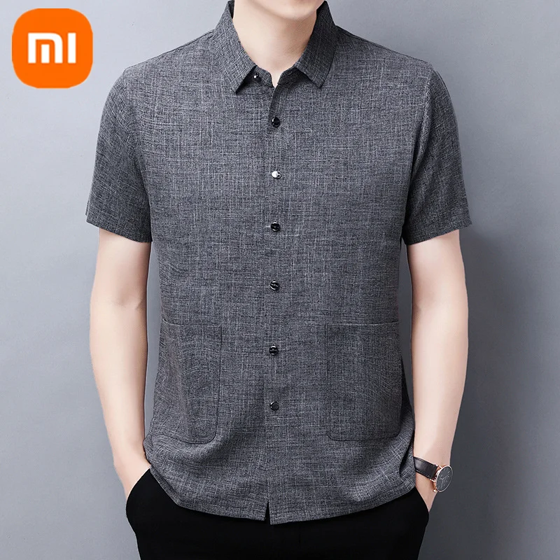 2022 Xiaomi YOUPIN men's casual shirt skin-friendly breathable moisture-absorbing cotton and linen business short-sleeved top