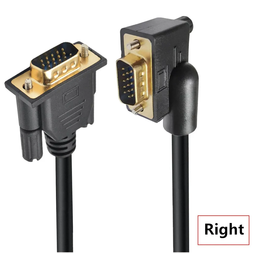 90 degree down angled VGA 3+6 Cable RGB HD 15Pin Male to male Extension Cable for PC Computer Monitor TV Projector 50cm 1.5m 3m