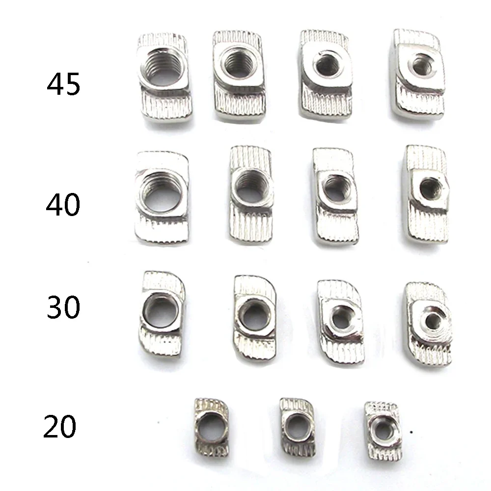 2020/3030/4040/4545 M3 M4 M5 Nickel Plated T nut Hammer Head Fastern Nut for Aluminum Extrusion Profile 100pcs