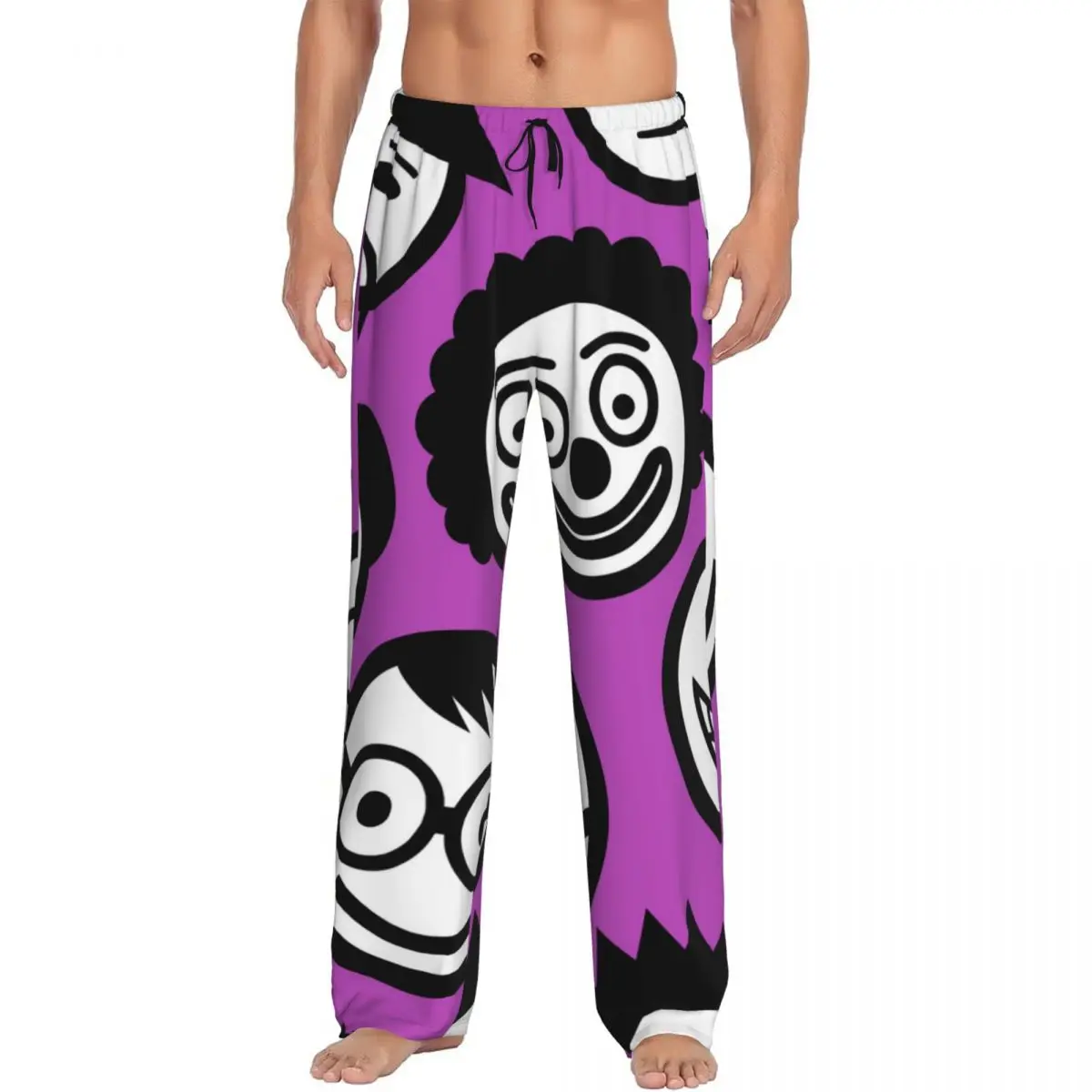 Custom Printed Men's Pajama Pants Funny Human Heads Sleepwear Sleep Lounge Bottoms with Pockets