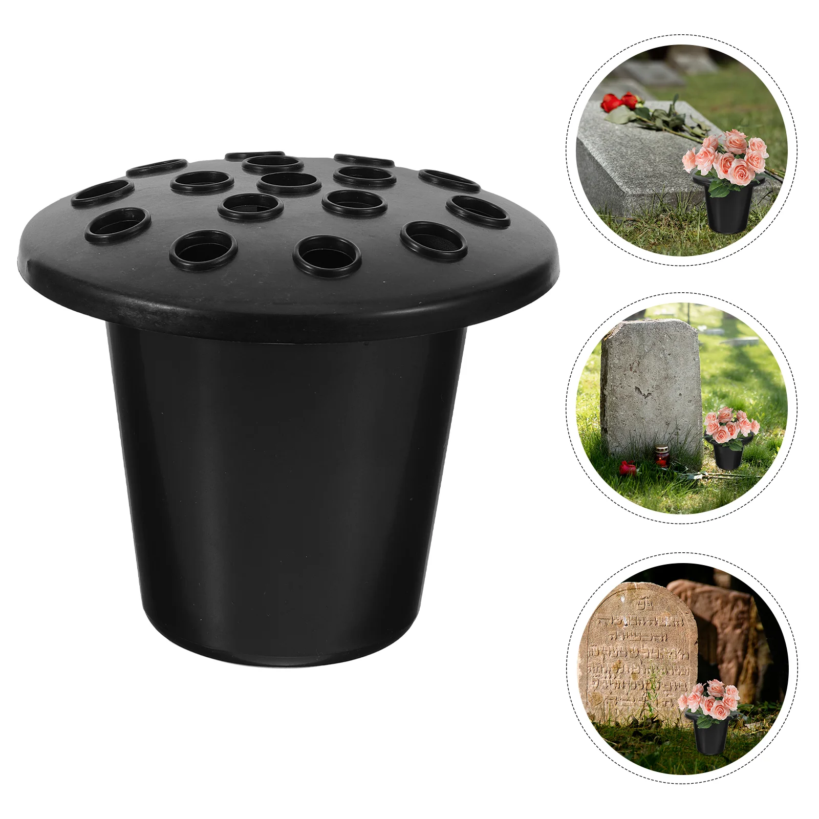 

4 Pcs Cemetery Artificial Flowers Decoration Grave Flowerpots Ornament for Memorial Ornaments
