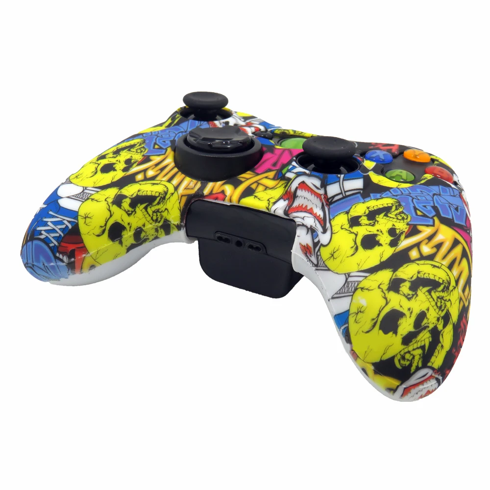 Zomtop水転写印刷保護スキンマイクロソフトxbox 360 有線/ワイヤレスコントローラシリコンケースカバーキャップ