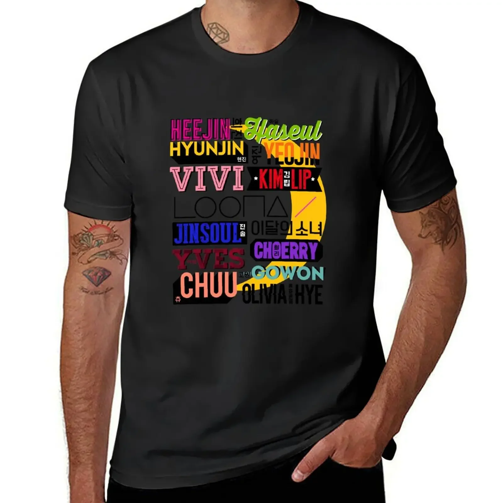 

LOONA Font Collage 2 T-Shirt tees summer tops T-shirts man boys whites Short sleeve tee men