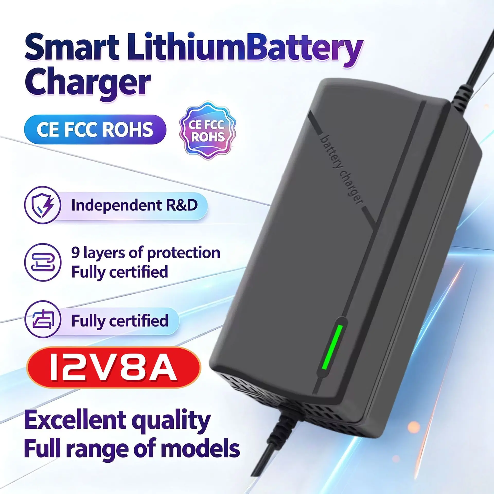 Manufacturer 12V8A 24V5A CCC ETL CE Power Adapter 54.6V/48V2A Electric Vehicle Charger