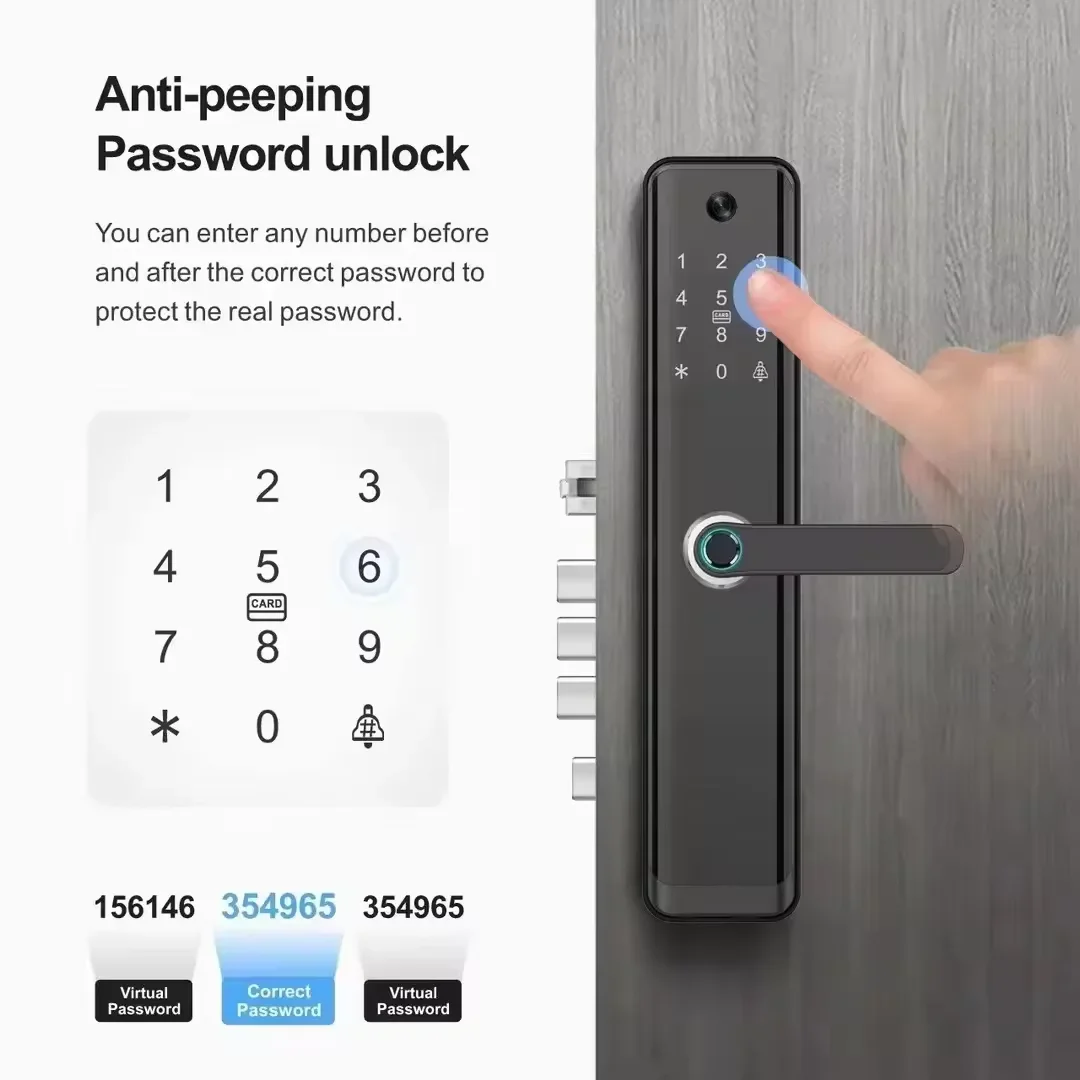 Imagem -04 - Casa Inteligente Biométrica Impressão Digital Keyless Lock Inteligente Eletrônico Tuya Inteligente Lidar com Fechadura da Porta Ttlock Multi Idioma Russo