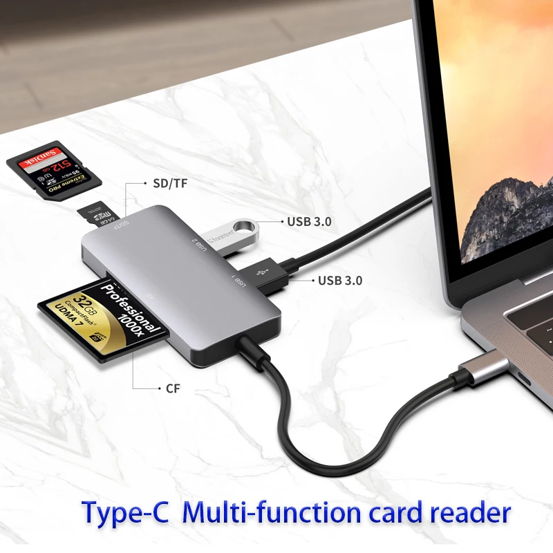 

card reading SD/CF/TF Card Reader computer expansion dock Plug and Play USB HUB dock station Extension Cable Splitter Adapter