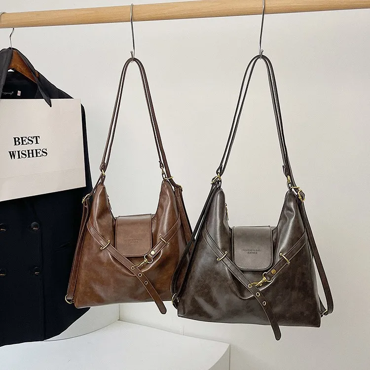 

Tote Bag Single Shoulder Messenger Bag Backpack 2025 New Niche Retro Commuter Women's Bag Lightweight