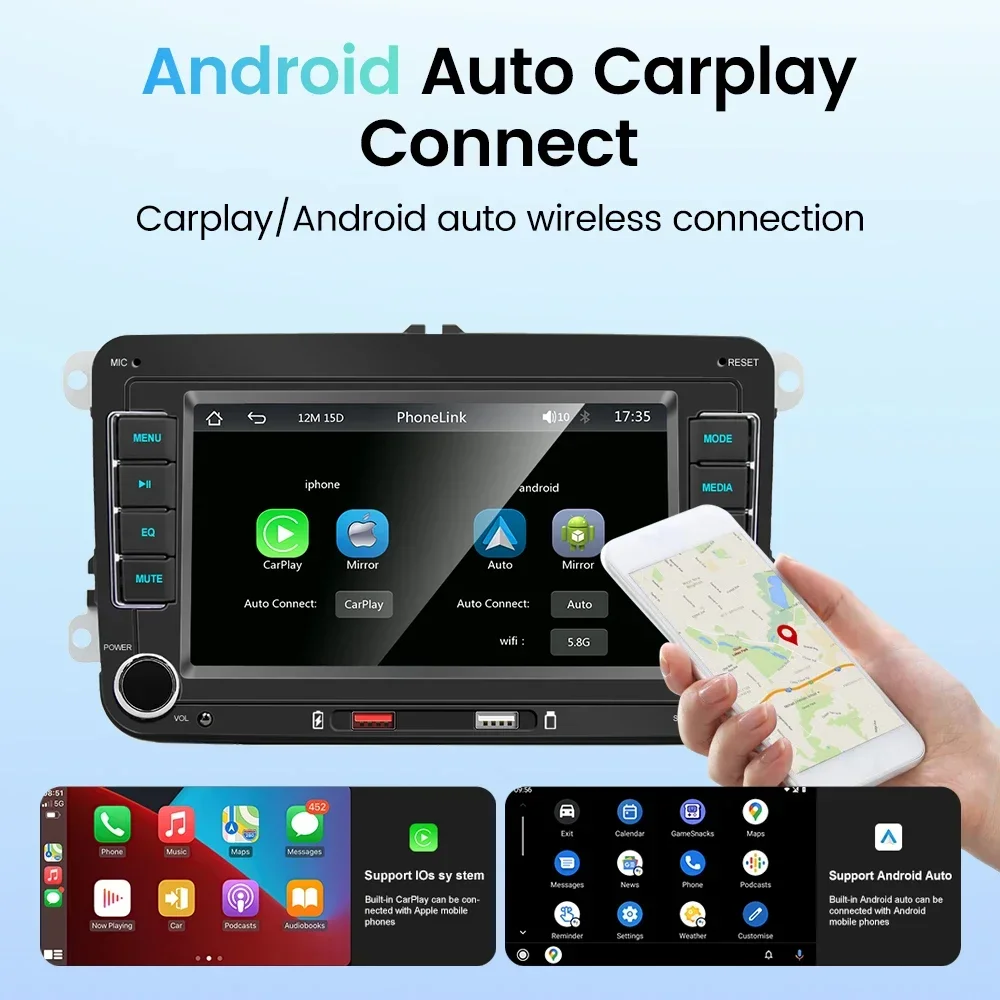 2 Din Android Car Radio Wireless CarPlay Autoradio 7inch Car Multimedia Player For VW Passat Touran Caddy Jetta Car Radio Stereo