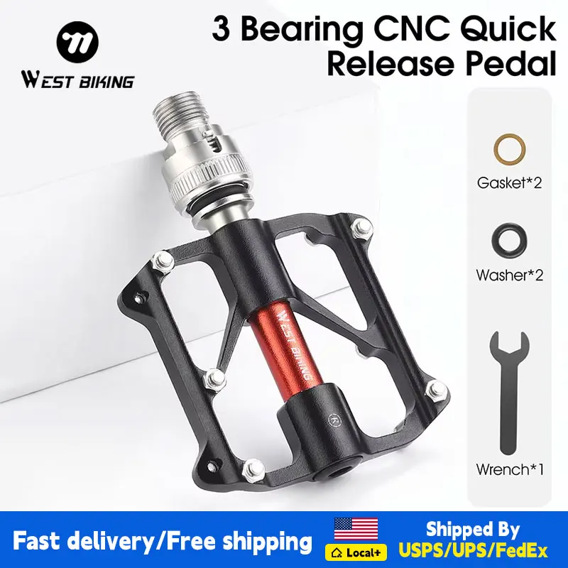 

WEST BIKING 3 Bearing Bicycle Pedal Quick Release Aluminum Alloy Non-Slip Lightweight Cycling Pedals MTB Road Bike Accessories