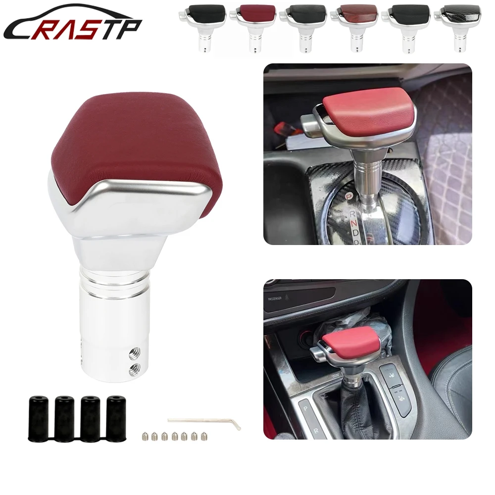 RASTP-Free Shipping Leather Aluminium Automatic Transmission Gear Shift Head For Most Car Shifter Decorations Accessories SFN167