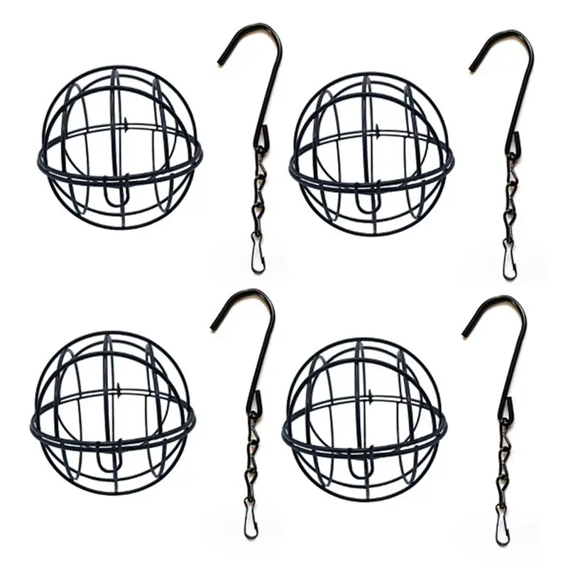 

Набор из 4 держателей для жировых шариков, металлическая подвесная кормушка для птиц, держатель для жировых шариков, кормушка для диких птиц, прочная, модель А