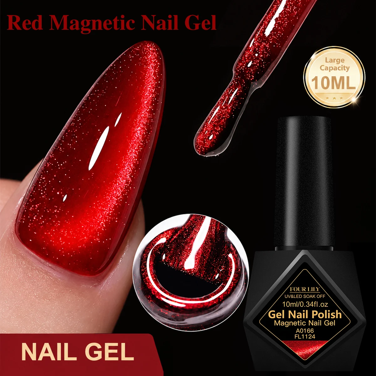 Nail Art Red - Vernis à ongles gel magnétique rouge