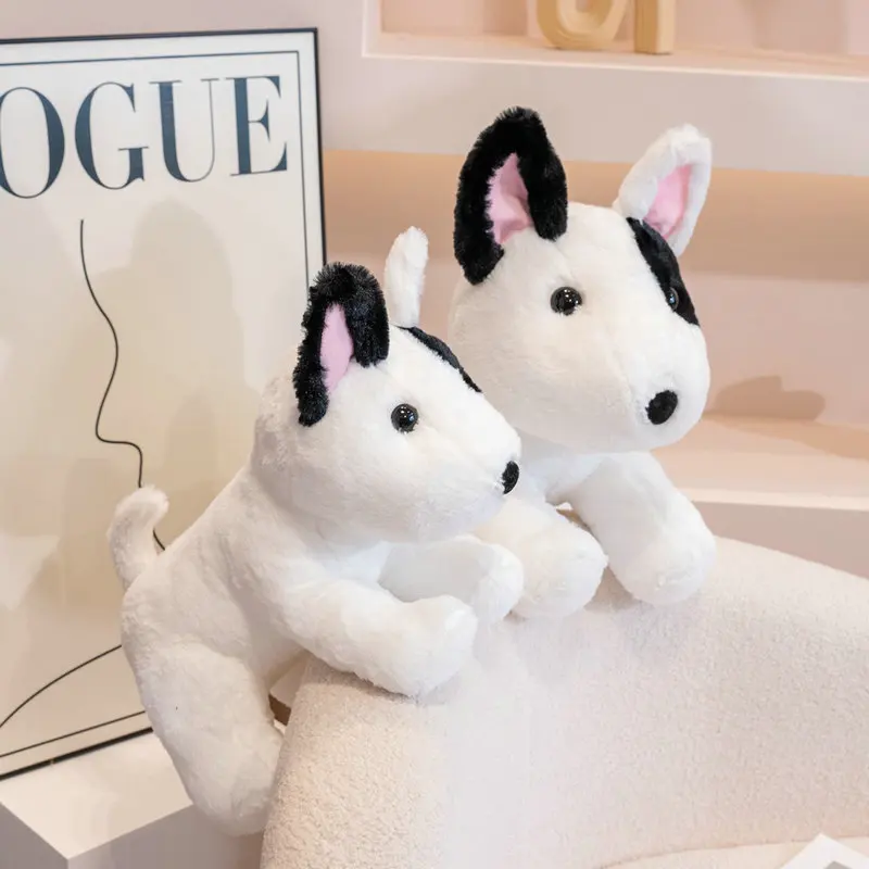 2 Sizes Well-Behaved Sitting Bull Terrier Plush Toys Soft Cute Handmade Pet Bull Terrier Doll Kawaii Home Decor Nice Gift