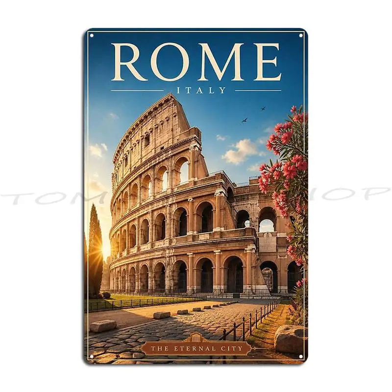 Rome Italy Colosseum Travel Metal Signs Cinema Pub Garage Wall Decor Iron Tin Sign Poster