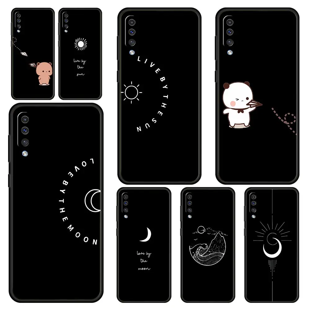 Black and White Love Sun Moon Phone Case For Samsung A52 A14 A50 A70 A30 A40 A20S A20E A02 A12 A22 A34 A42 A32 5G A54 A04s Cover