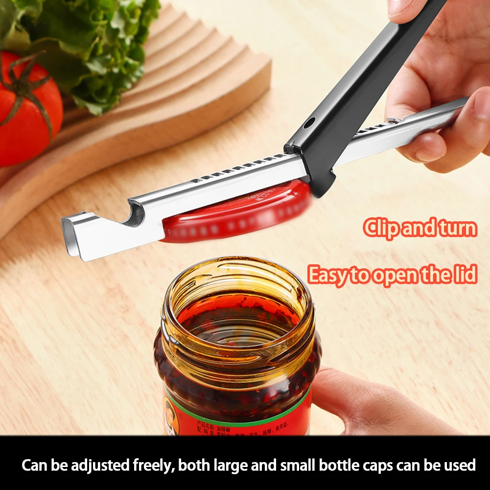 Multifunctional Jar Opener For Weak Hands Stainless Steel Bottle Opener With Adjustable Gripper-Equipped Jar Lid Gripper Gadgets